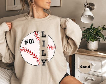 Personalized Name Baseball Sweatshirt, Custom Baseball Number Hoodie, Baseball Game Day Outfit, Baseball Mom Clothing, Sports Hoodie Gifts