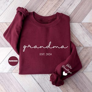 Personalized Grandma Sweatshirt, Custom Grandmother Hoodie With Grandchildren Names On Sleeve, New Nana Outfit, Announcement Clothing Gifts