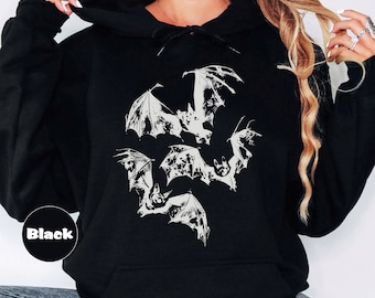 Halloween Bats Sweatshirt, Halloween bat Hoodie, Flying Bats Tee, Halloween Gift, Cute Halloween Outfit, Vintage Inspired Tee