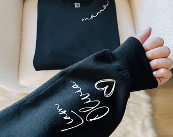 Custom Mama Sweatshirt with Kids Name on Sleeve, Gift Momma Hoodie, Personalized Mom Sweatshirt, Christmas Gift for Mother, Gift for Mom