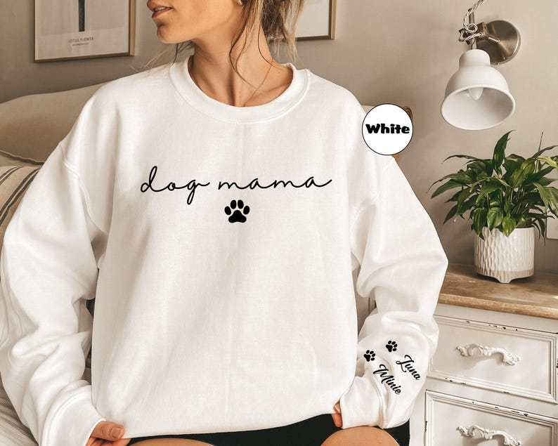 Personalized Dog Mama Sweatshirt, Custom Dog Mom Hoodie, Dog Owner Outfit, Dog Mama Clothings, Dog Mom Birthday Gift, Happy Mothers Day Gift image 4