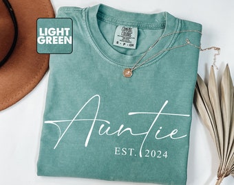 Personalized Auntie Est 2024 T-shirt, Custom Aunt To Be Shirt, Comfort Colors® Auntie Outfit, Baby Announcement Tee, Matching Family Gifts