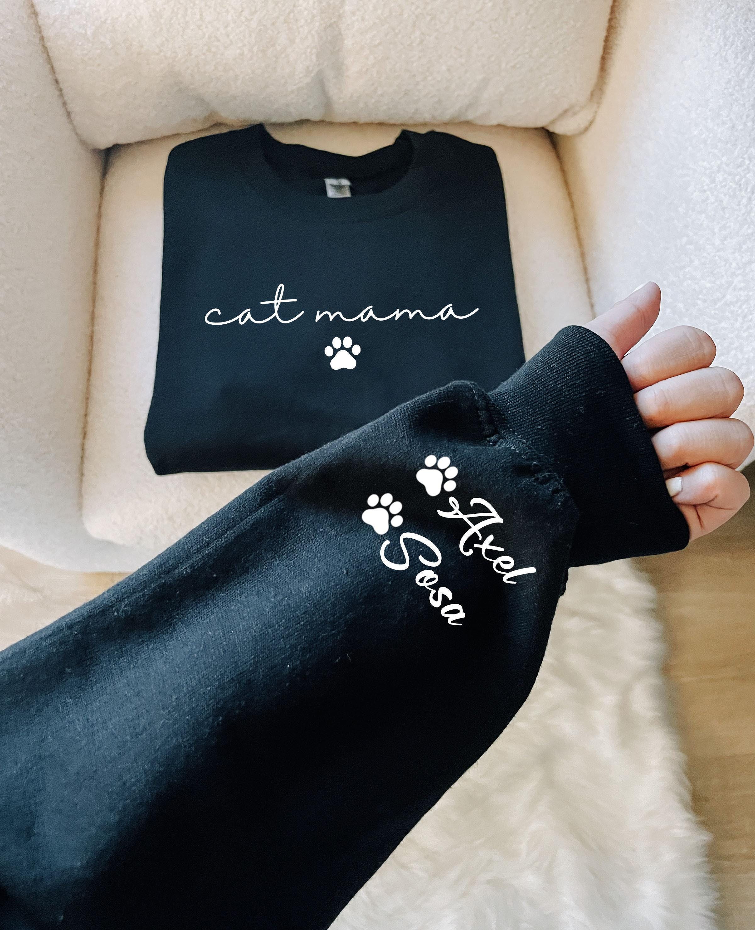 Felpa Con Gatto Nero Stampato Per Donna – Divertente, Morbida, Girocollo, Maniche Lunghe – FRYAID