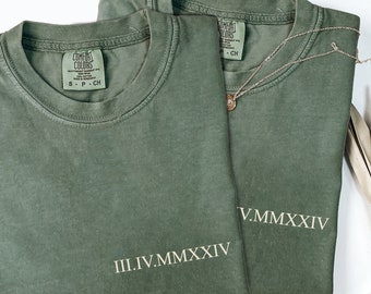 Custom Roman Numeral T-shirt, Comfort Colors® Personalized Anniversary Date Shirt, Matching Couples Outfit, Valentines Day Gift, Wedding Tee