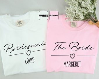 Personalized Team Bride Comfort Colors® Shirt, Custom Bachelorette Tshirt With Name, Wedding Party Outfit, Hen Party Tee, Bridal Shower Gift