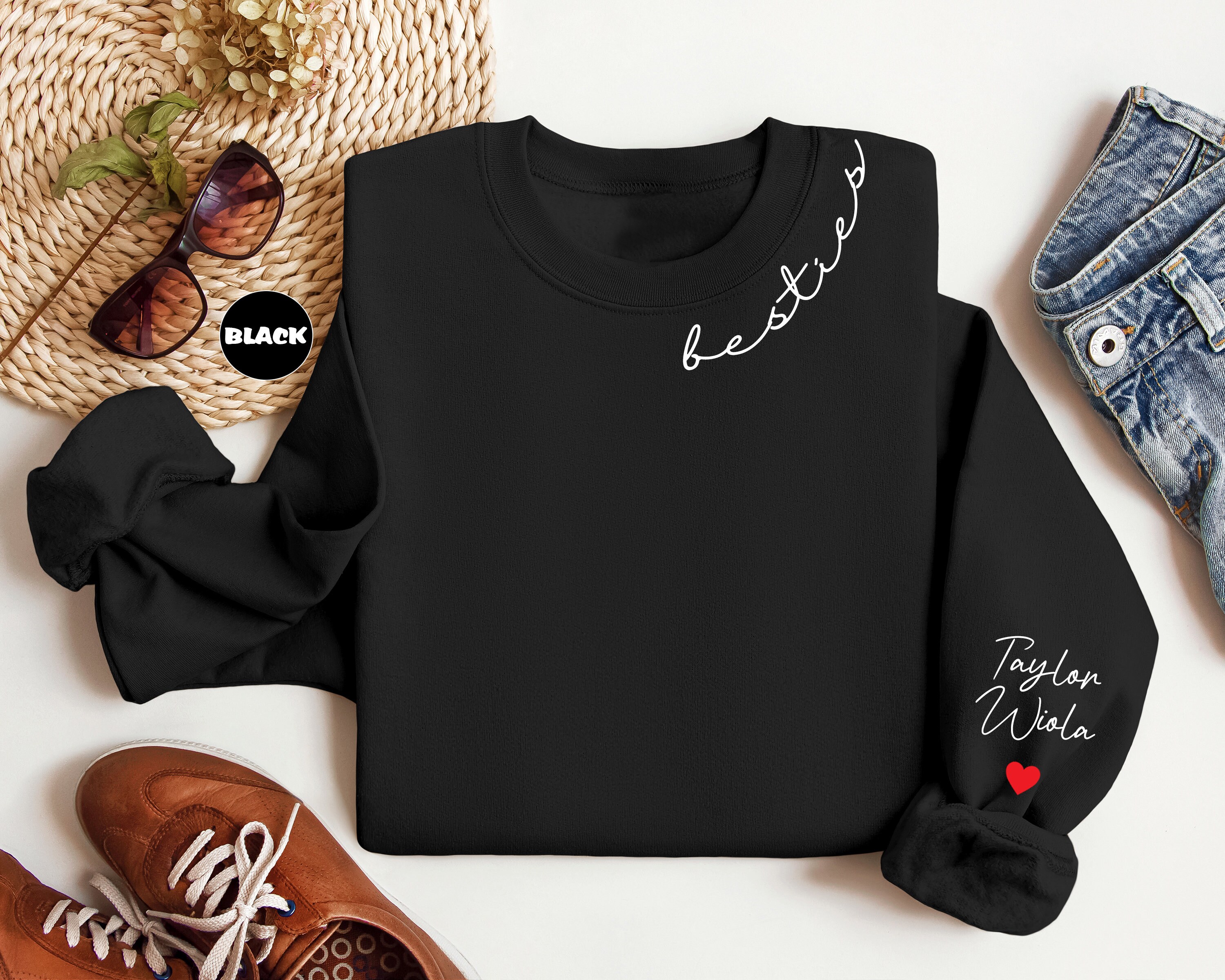PopReal Mommy And Me Outfits Love Heart Valentine's Day Shirt Long Sleeve Pullover Sweatshirt Pink