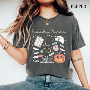 Spooky Nurse Shirt, Comfort Colors® Halloween Nurse Tshirts, Spooky Nurse Tee, Halloween Gifts for Nurses, Funny Halloween Tee, Halloween Rn