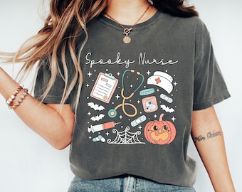 Spooky Nurse Shirt, Comfort Colors® Halloween Nurse Tshirts, Spooky Nurse Tee, Halloween Gifts for Nurses, Funny Halloween Tee, Halloween Rn