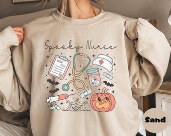Gruseliges Krankenschwester-Sweatshirt, Halloween-Krankenschwester-Hoodie, gruseliges Krankenschwester-T-Shirt, Halloween-Geschenke für Krankenschwestern, lustiges Halloween-T-Stück, Halloween Rn Geschenk