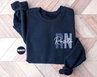 Custom Registered Nurse Sweatshirt With Name, Personalized RN Pocket Hoodie, Nurse Life Outfit, Nurse Appreciation Clothing, Cute Nurse Gift