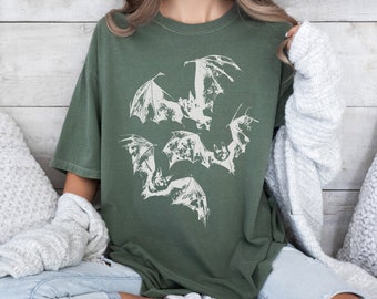 Comfort Colors® Fall Halloween Bats Shirt, Halloween bat Tshirt, Flying Bats Tee, Halloween Gift, Cute Halloween Shirt, Vintage Inspired Tee