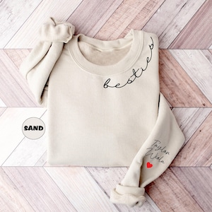 Personalized Besties Sweatshirt With Names, Custom Best Friend Hoodie, Matching Best Friend Outfits, Cute BFF Clothings, BFF Birthday Gifts