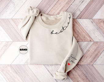 Personalized Besties Sweatshirt With Names, Custom Best Friend Hoodie, Matching Best Friend Outfits, Cute BFF Clothings, BFF Birthday Gifts