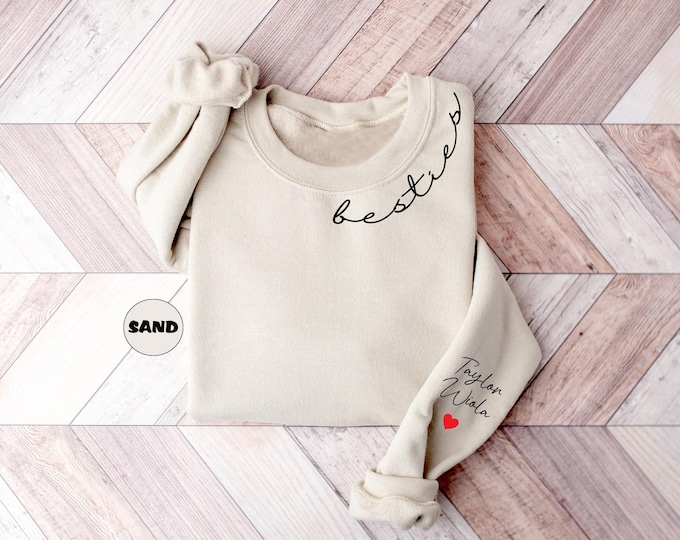 Personalized Besties Sweatshirt With Names, Custom Best Friend Hoodie, Matching Best Friend Outfits, Cute BFF Clothings, BFF Birthday Gifts