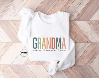 Custom Grandma Sweatshirt With Grandkids Names, Personalized Granny Hoodie, Nana Outfit, Cute Gigi Grammy Clothinigs, Happy Mothers Day Gift