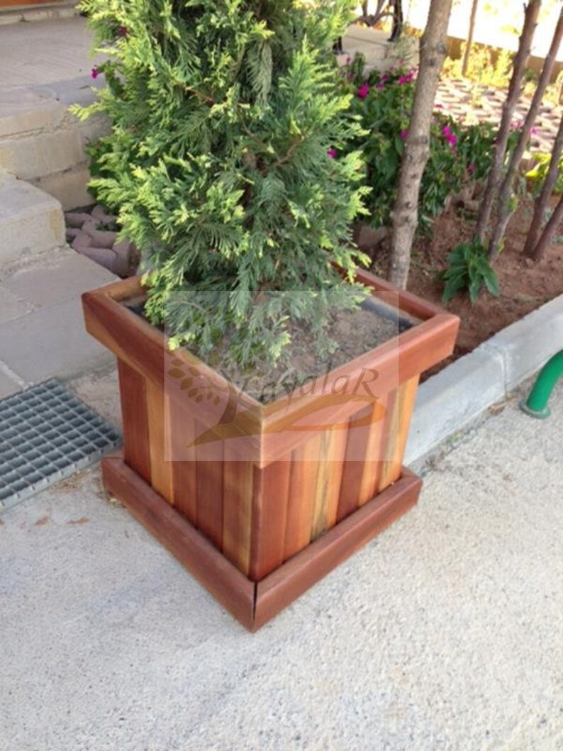 Wooden Flower Pot Etsy