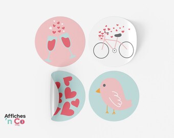 Stickers - Wedding - Bird | Bike | Hearts | Champagne
