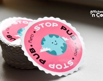 Sticker Stop Pub - Planète rose