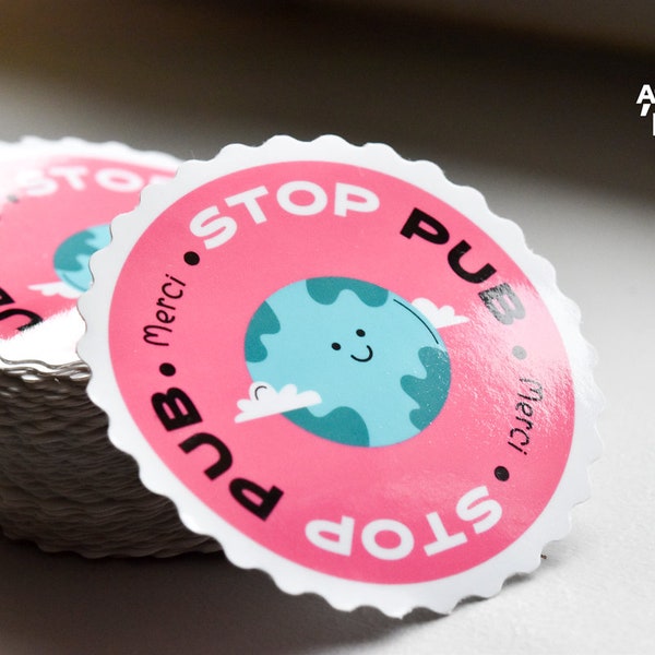 Sticker Stop Pub - Planète rose