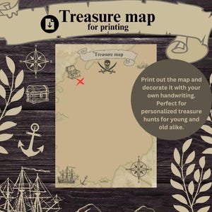 Printable English Treasure Map DIY Treasure Hunt Template Instant Download Party Game for Kids and Adults Customizable Map
