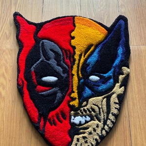 Custom Handmade Deadpool wolverine gift hand tufted rug