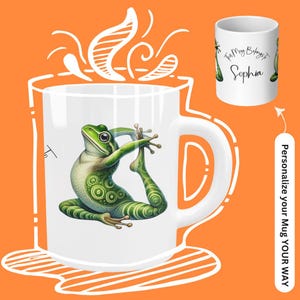 Personalized Yogi Frog Yoga Mug – Custom Ceramic Mug | Fun Yoga Frog Pose & Custom Name Gift for Yoga Lovers and Meditation Enthusiasts