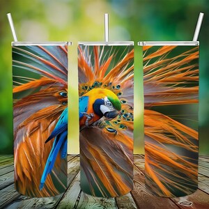 Blue And Yellow Macaw Tumbler PNG, Parrot Tumbler Wrap, 20oz Tumbler Sublimation Design, PNG Design, Digital Download