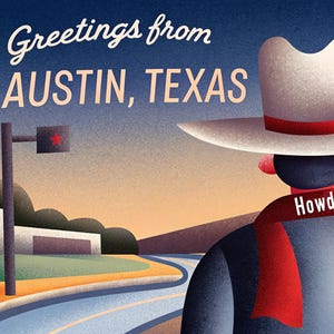 Grüße aus Austin, Texas - Digitales Postkartendesign zum Ausdrucken
