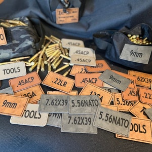 Ammo / magazine bag caliber patch patches label 2”x3” hook and loop