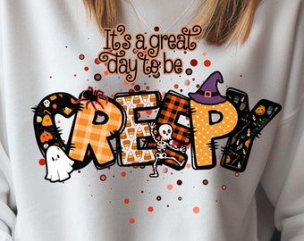 Halloween Clip Art - "It's a Great Day to Be Creepy" - Doodle Alphabet, 300 DPI PNG, Instant Download, Sublimation,  TShirt Graphic,