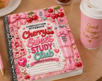 Cherry Sweet Study Club Composition Notebook | Pink Journal for Teens