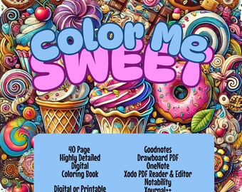 Dessert Coloring Book: 40 Printable Sweet Pages (GoodNotes PDF)