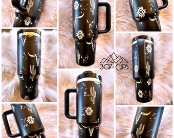Aztec Boho Cactus GRABADO LÁSER Vaso Envoltura SVG