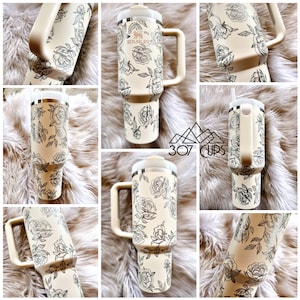 Peony Floral LASER ENGRAVING Tumbler Wrap SVG