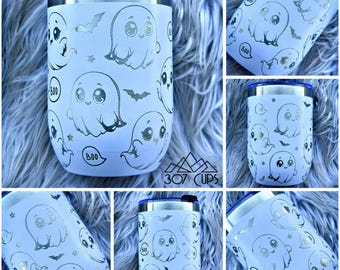 Envoltura para vaso con grabado láser de fantasmas de Halloween SVG