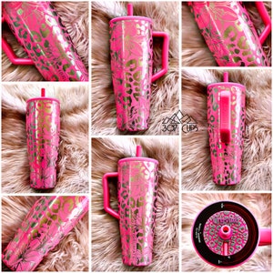 Leopard und Lilien LASERGRAVUR Tumbler Wrap SVG