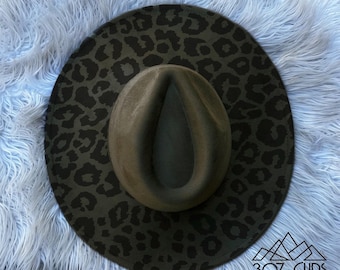 Sombrero de ala ancha con estampado animal de leopardo, grabado láser, SVG, PDF, PNG