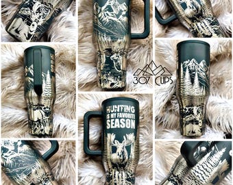 Envoltura para vaso con grabado láser de alce, ciervo y temporada de caza SVG