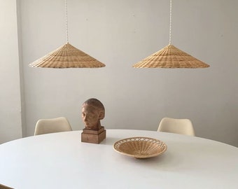 Wicker lampshade, Rattan lamp shade, Wicker pendant lamp, Vintage Kitchen Lamp, Wicker suspension, Rattan light, Pendatn light, Room lights