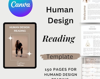 Editable Human Design Reading with Planets / Report Template Brown | Canva ebook Template for Coaches
