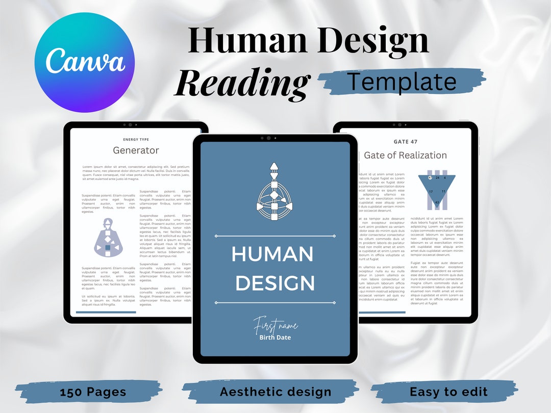 Editable Human Design Reading With Planets / Report Template Blue ...