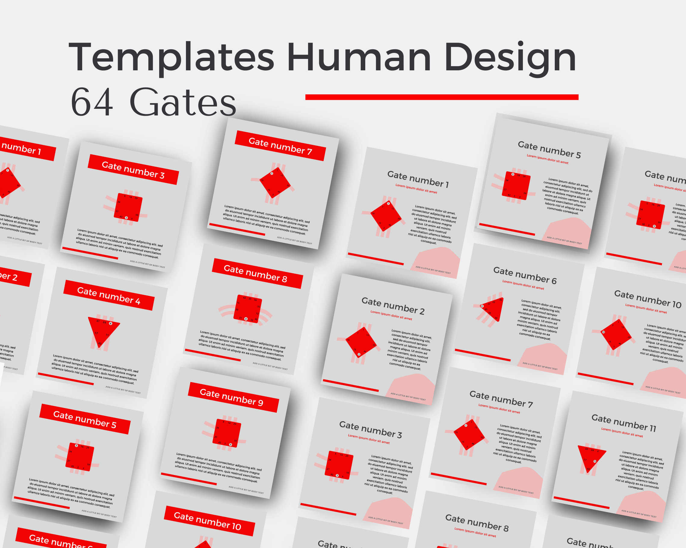 Editable Human Design Insta Template Gates Red Canva Template for Human ...