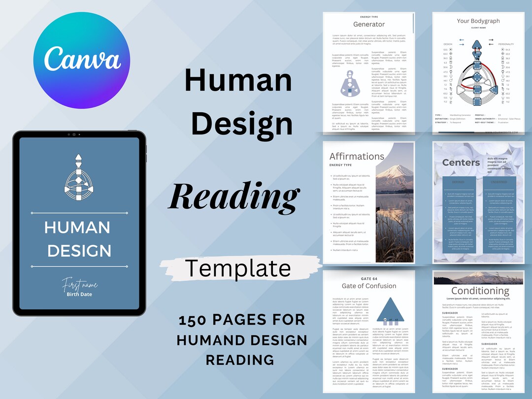 Editable Human Design Reading With Planets / Report Template Blue ...
