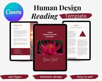 Human Design Reading Template Canva | Deep Red Edition | Mystical HD Report Template
