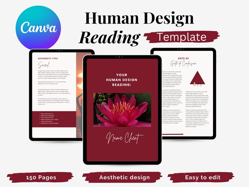 Editable Human Design Reading Template: Canva Ebook Report (digital ...