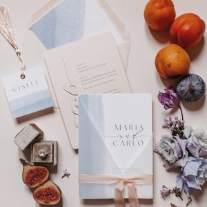 Envelope Peach Lavender matching envelope for wedding invitation card set, blush, lavender, white, classic, watercolor image 2