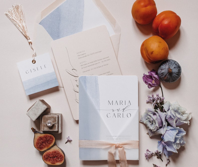 Envelope Peach Lavender matching envelope for wedding invitation card set, blush, lavender, white, classic, watercolor image 2