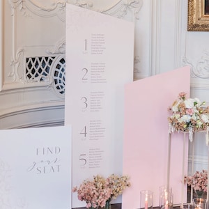 Seating plan table plan wedding modern glam elegant and classic in the colors white, beige, rose, peach, apricot, simple and slanted image 1
