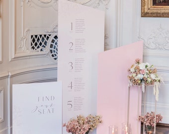 Seating plan table plan wedding modern glam - elegant and classic in the colors white, beige, rose, peach, apricot, simple and slanted