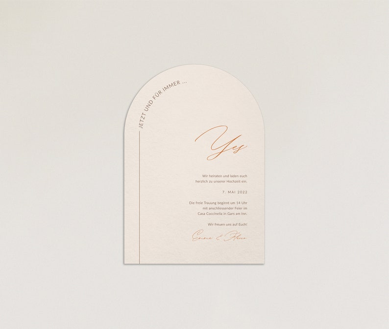 Terracotta Love wedding invitation modern invitation card set, for rustic autumn country wedding, beige, brown, rust, half round image 4